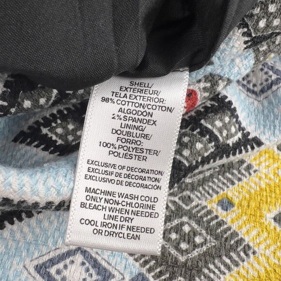 Ann Taylor Skirt Sz 0 Mini Tribal Aztec Print Black Yellow Red Side Zip Textured - Picture 6 of 14